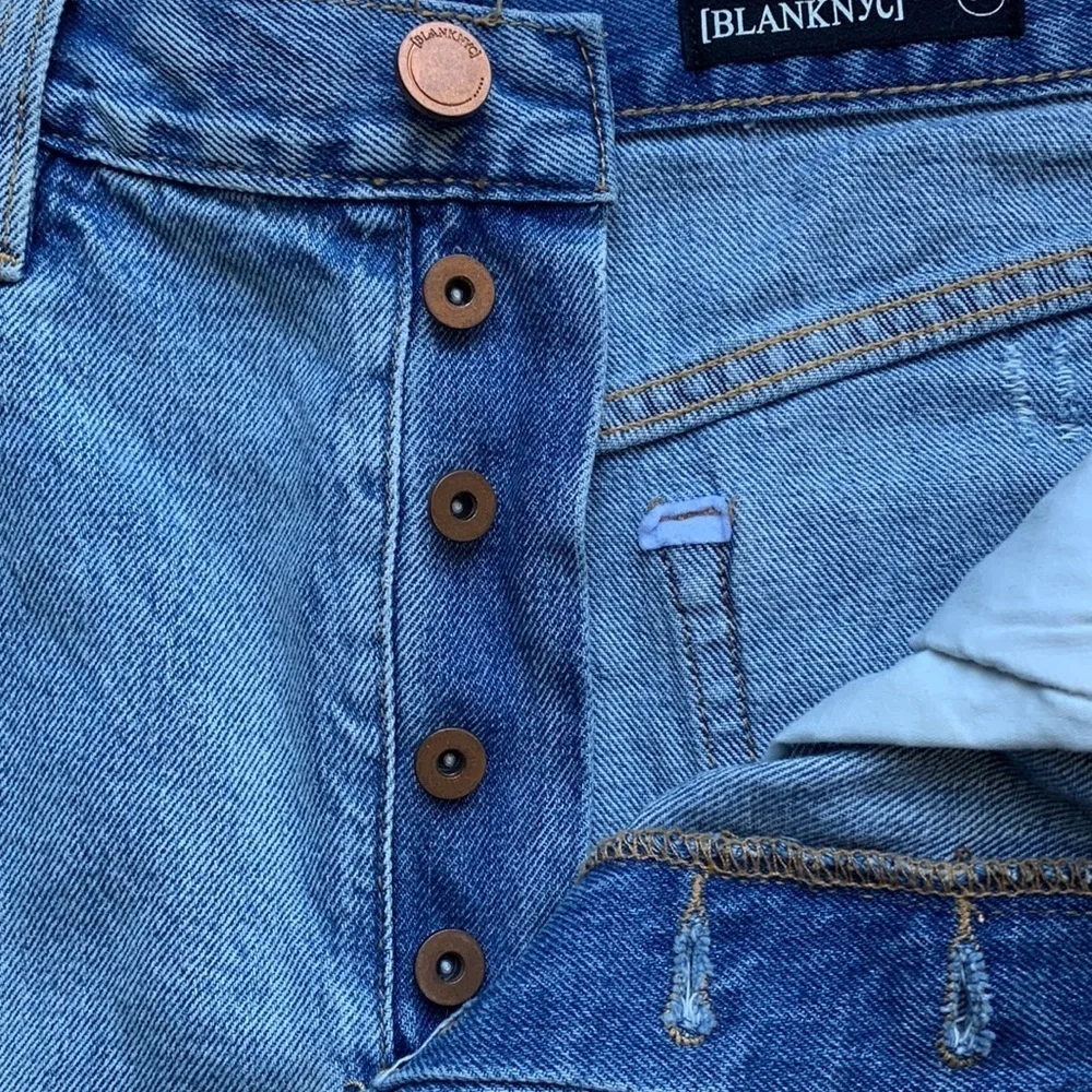 Blank‎ NYC High-Rise Distressed Button Fly Denim Shorts